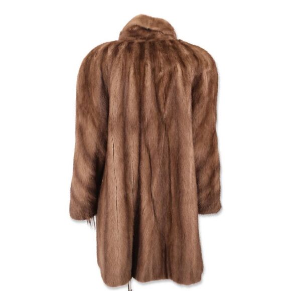 vintage 70s 80s smoky brown chevron mink fur coat M/L - Picture 4 of 9